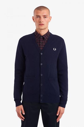 Pánské Knitwear Fred Perry Classic Cardigan Tmavě Blankyt | CZ 1762CTVE